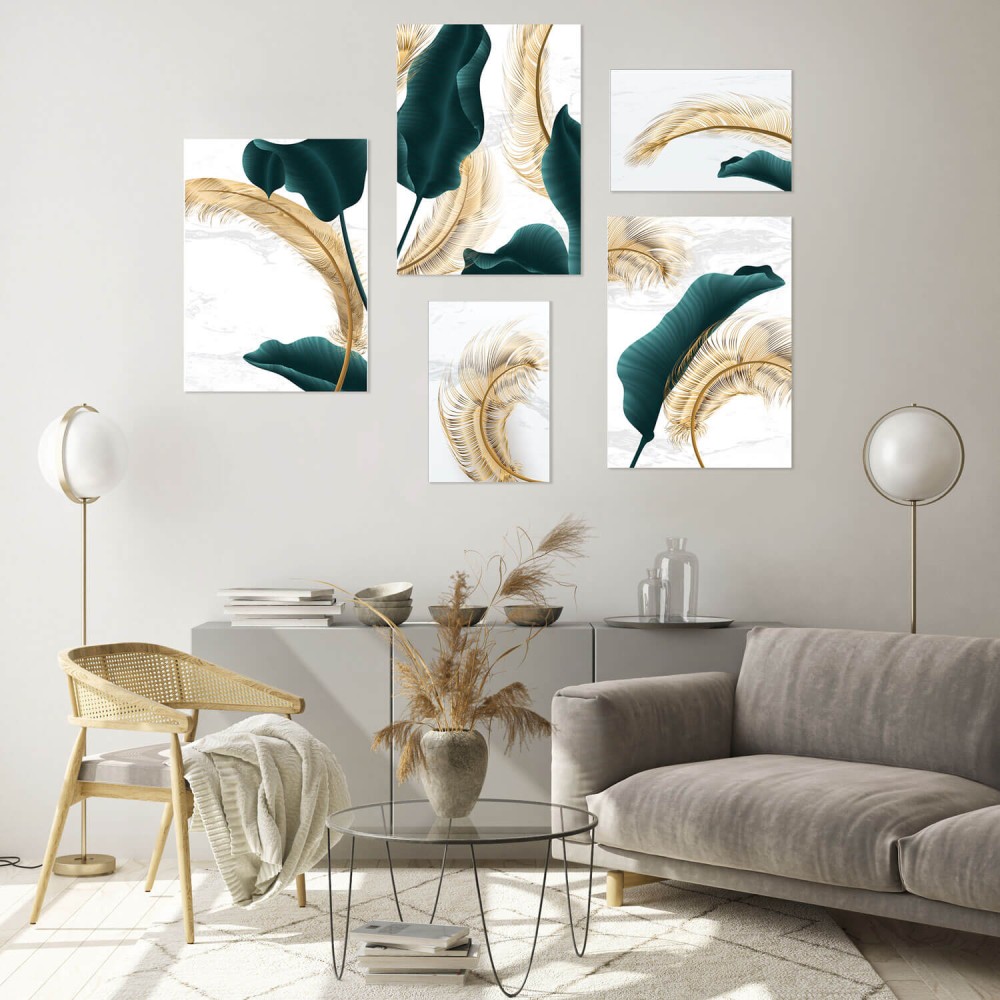 Zestaw_5_plakatow_do_salonu_zloto_zielone_liscie_1.jpg