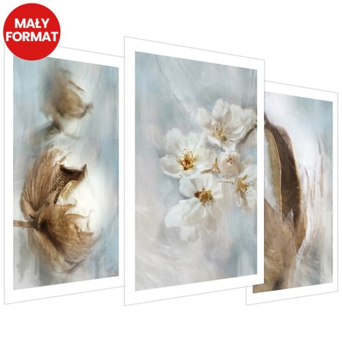 Plakaty - Niebieskie grafiki bawełny 3 szt (bez obramowania) - 30x40 cm