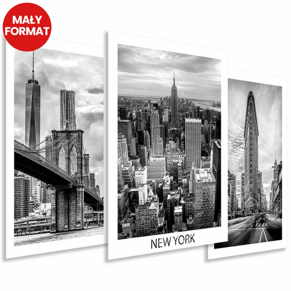 Plakaty - Czarno białe zdjęcia New York 3 szt (bez obramowania) 30x40 cm