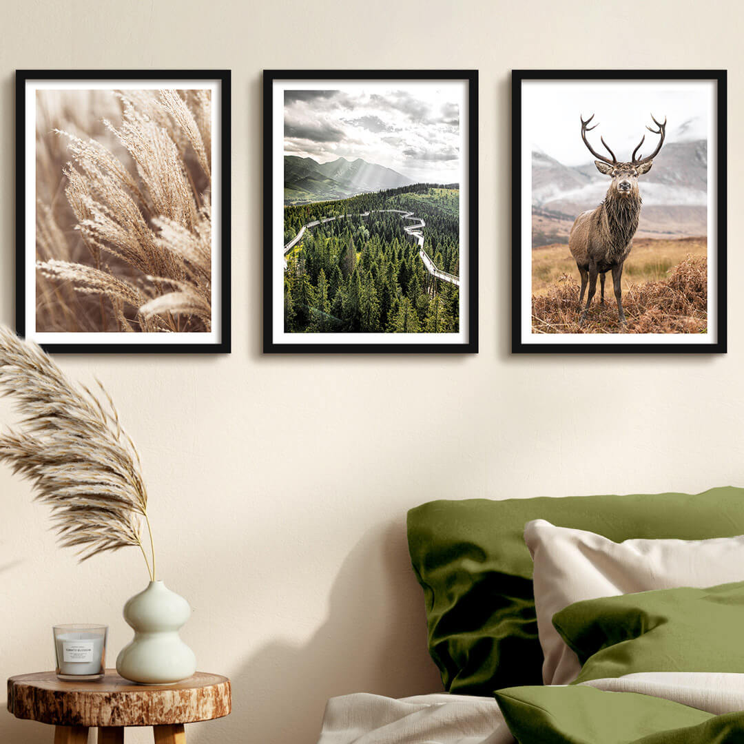 Zestaw_3_palaktow_podroznicze_zdjecia_jelen_las_plakaty_zwierzeta_2